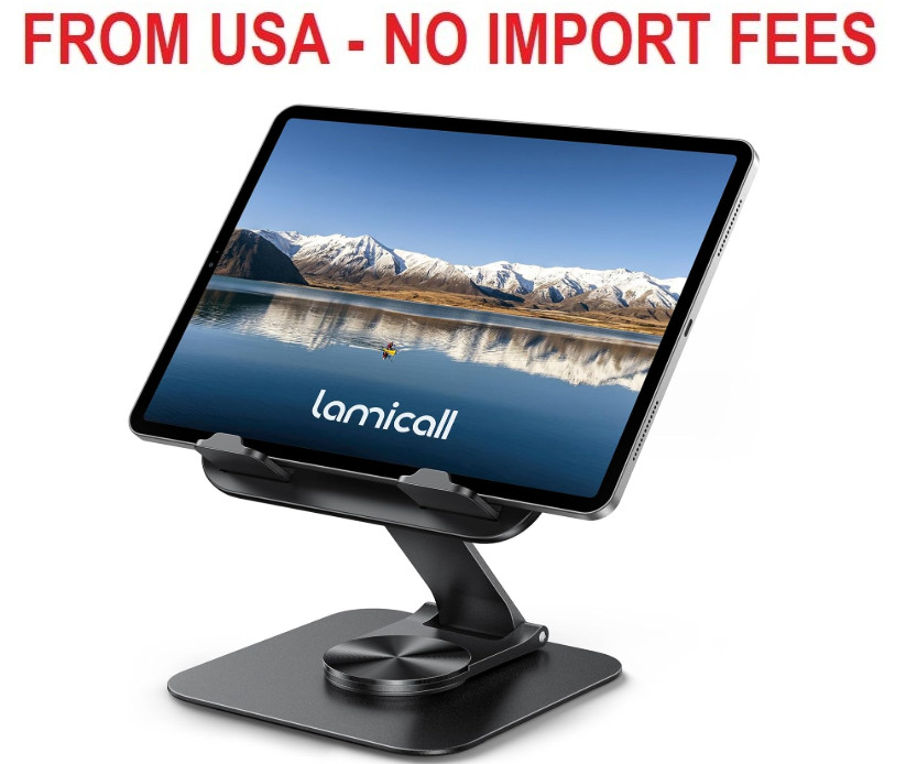 Lamicall Adjustable iPad Stand for Desk – [Ultra-Slim Foldable][360°Rotation Bas