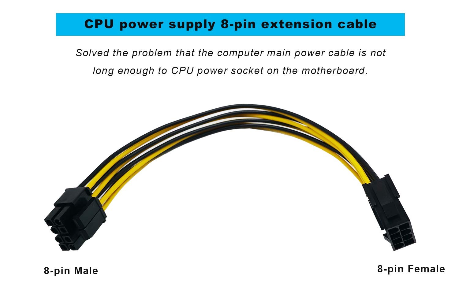 8 Pin CPU Power Cable/Adapter 8 Inch, 18AWG, 4+4 Pin Male to 8Pin Female ATX …