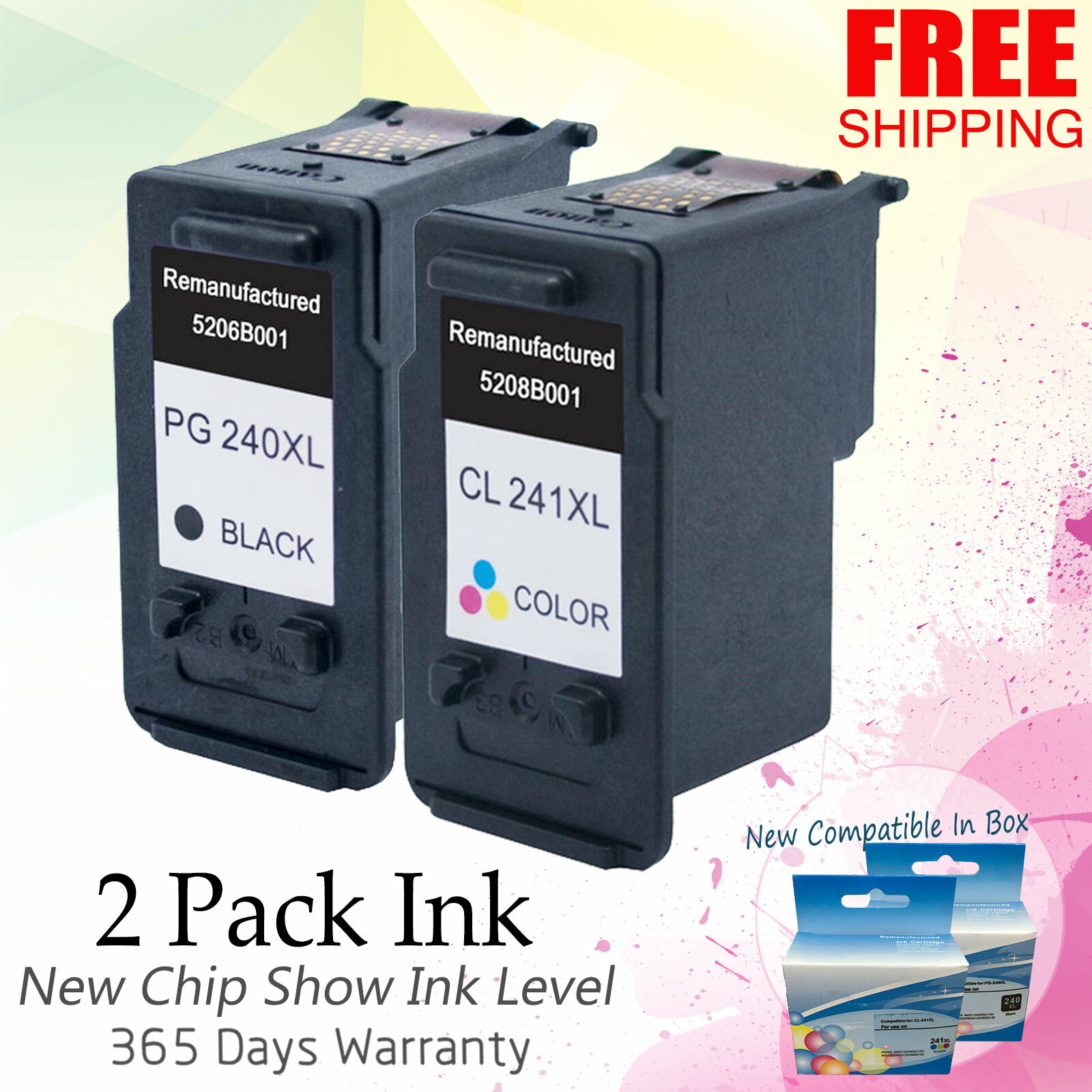 2 pk PG 240XL CL 241XL Ink for Canon PIXMA MG MX Printer Series MG2120 MG3220