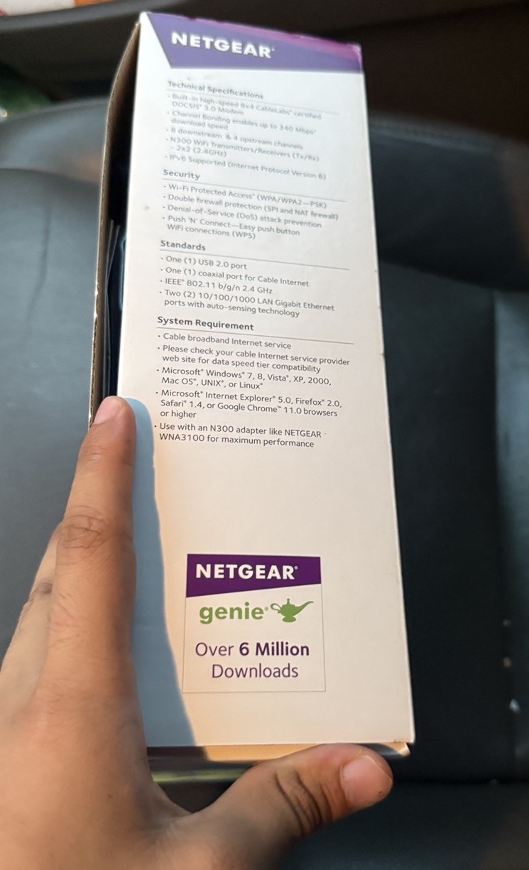 NETGEAR C3000 N300 WiFi Cable Modem Router DOCSIS 3.0 Open Box Sealed