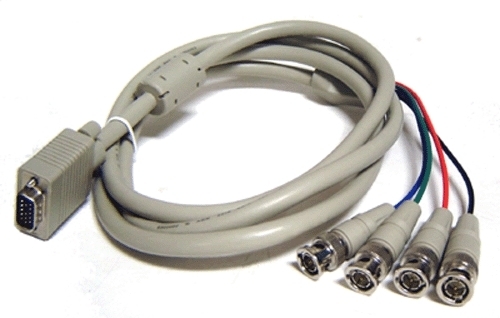 Premium 4 BNC RGB/H+V to D-sub 15-pin VGA Video Adapter Cable – 6 FT