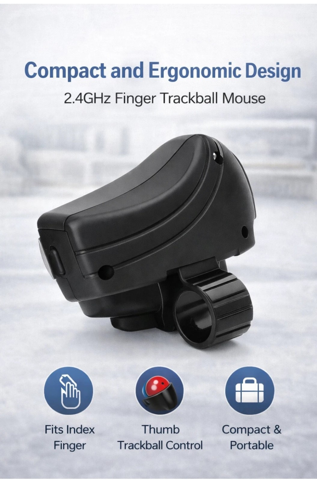 Finger Mouse, 2.4ghz Handheld Ergonomic Trackball Mouse easy to use