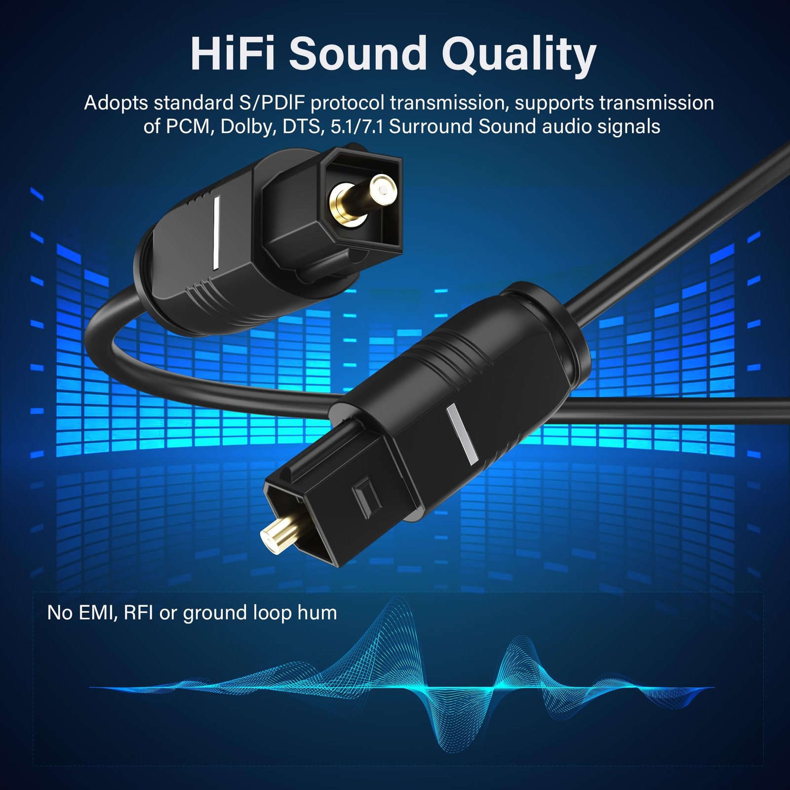 Adoreen Ultra-Thin Slim Digital Optical Audio Cable 6 FT/2 6FT/2 Pack, Black