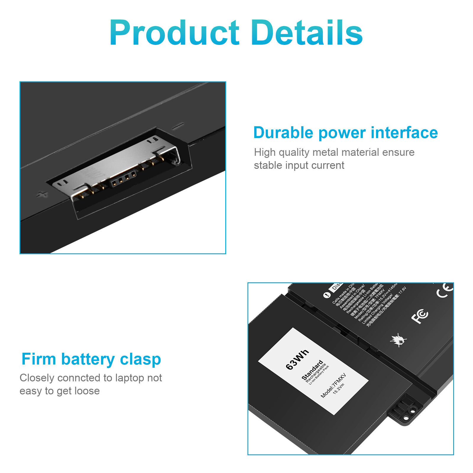 7FMXV Battery Replacement for Dell Latitude 5320 7320 7420 2-in-1 7520 9JM71