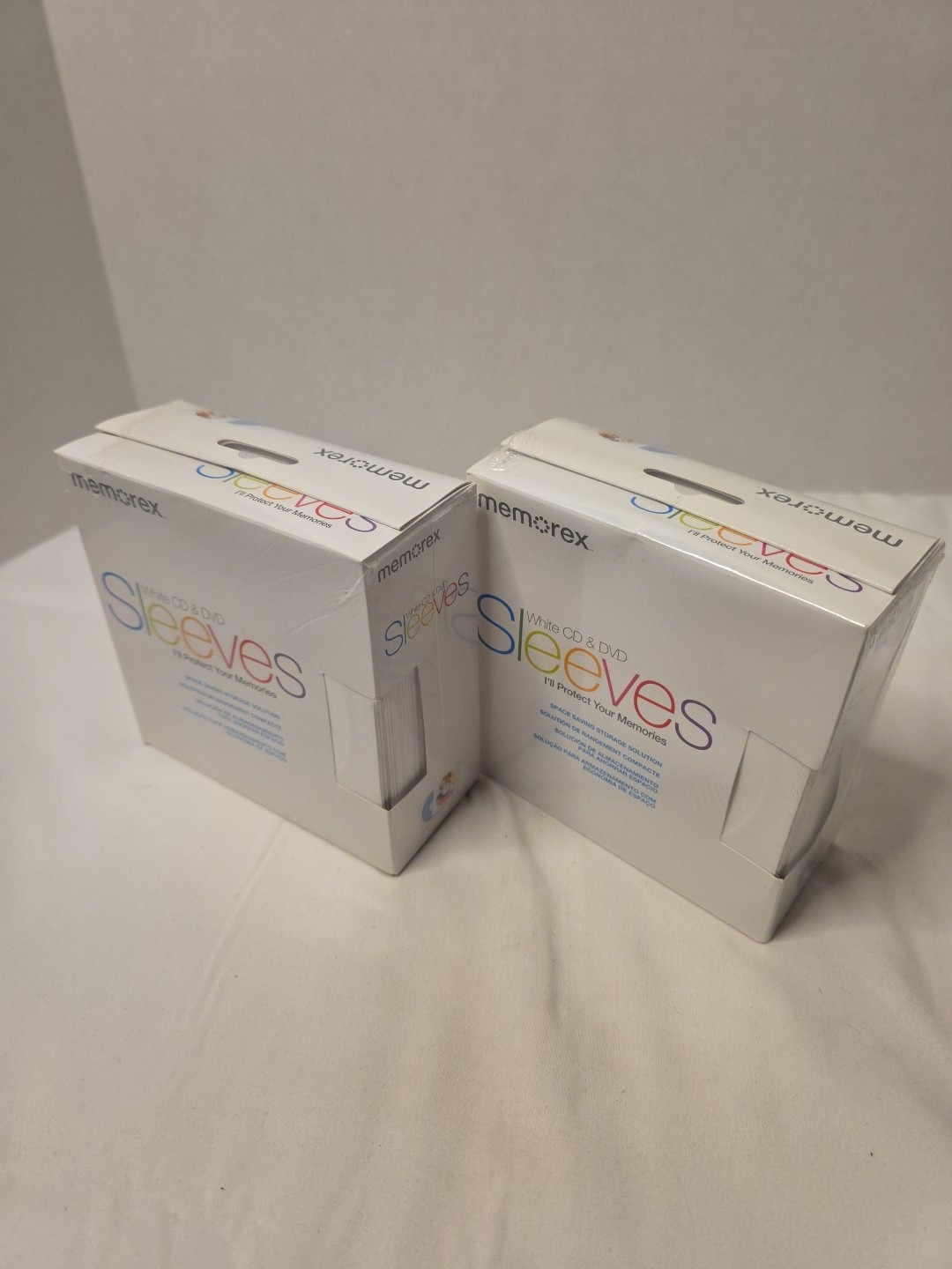 LOT (2) 100pk Memorex Brand White Color CD DVD Paper Sleeve w Window/Flap New