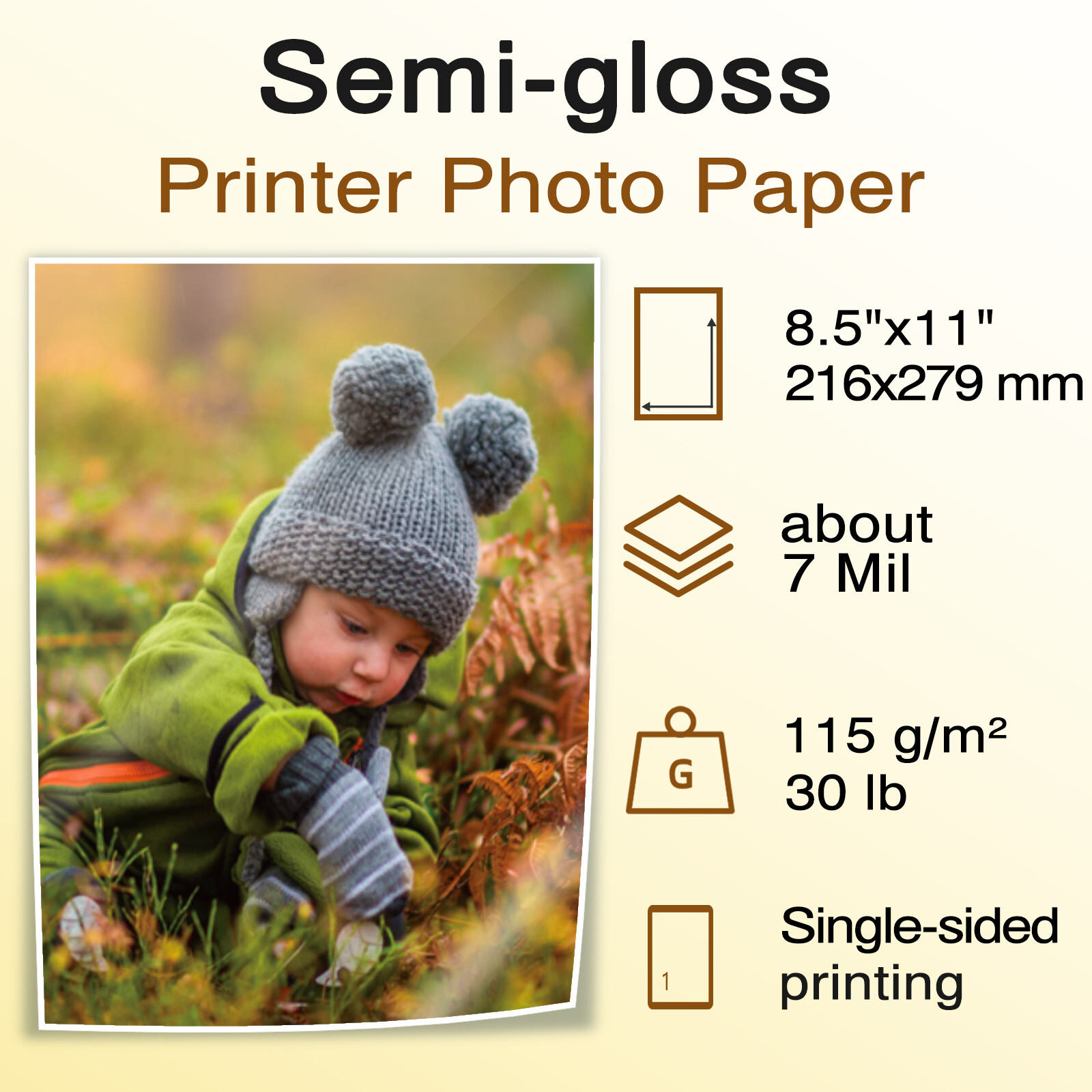Koala Semi Glossy Photo Paper 8.5×11 for Inkjet + Laser Printers 30lb Brochure