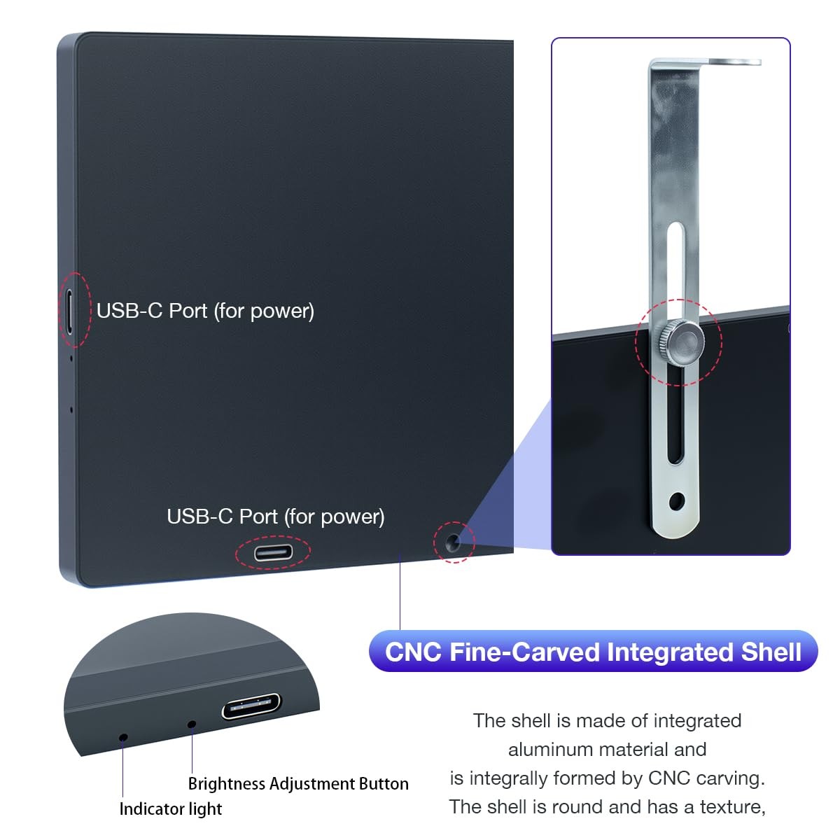 7 Inches USB C Mini Monitor 1024×600 IPS LCD Display Type C Secondary Screen …