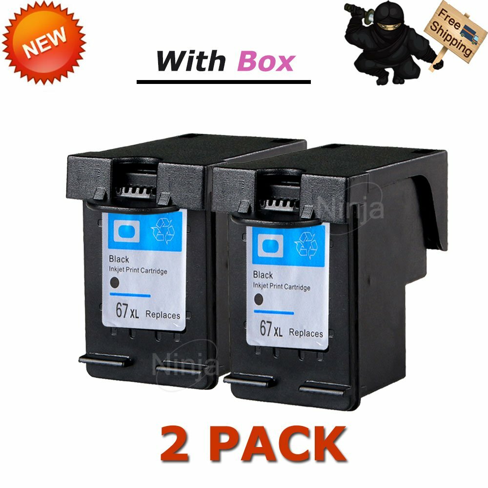 2x 67XL Black Ink Catridge For ENVY Pro 6452 6455 6458 DeskJet 4140 4152 4155
