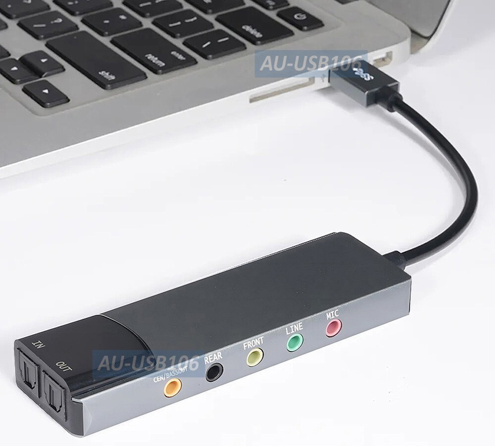 External USB Sound Card W/ Optical Analog Stereo 5.1 Outputs For Mac Android PC