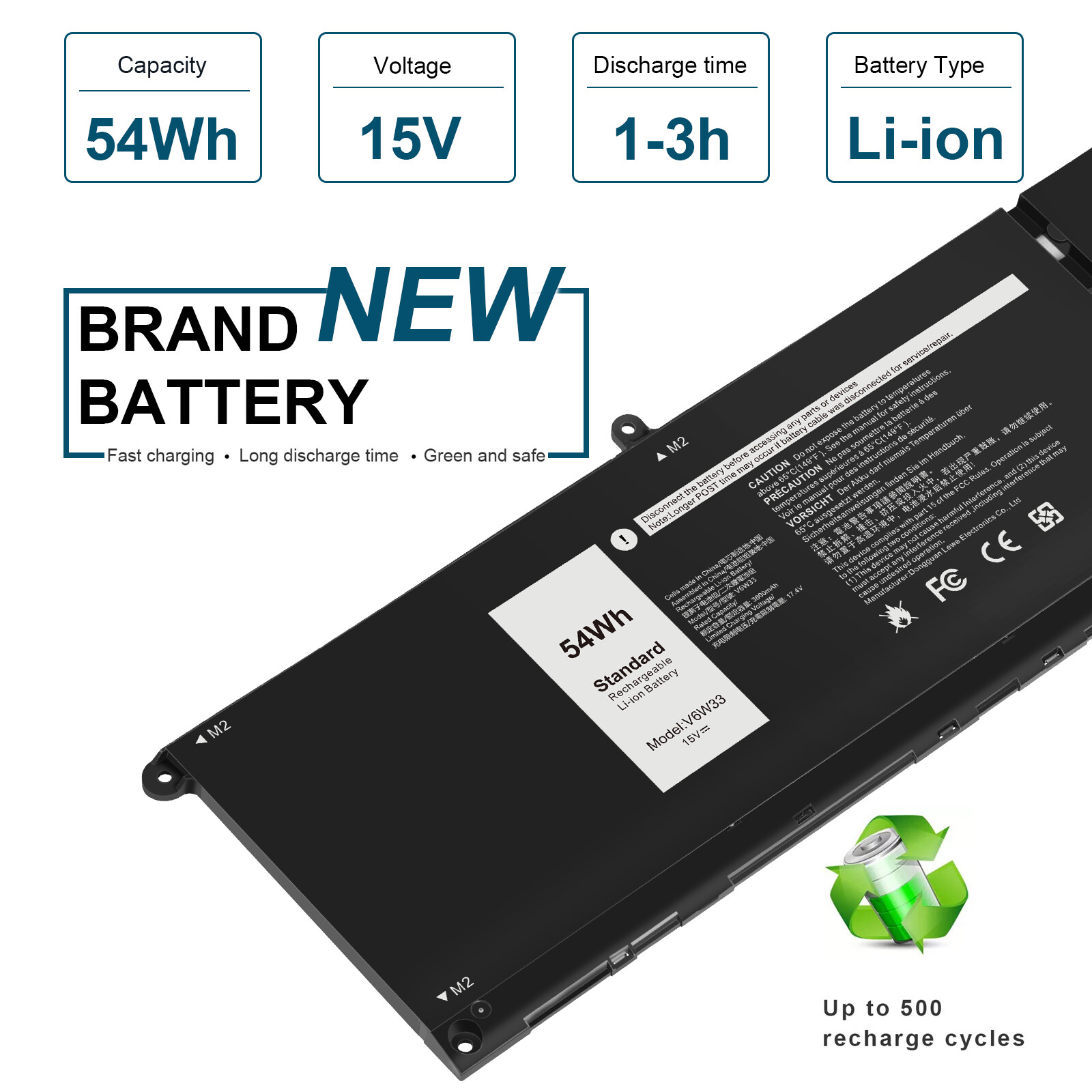 V6W33 Laptop Battery Replacement for Dell Latitude 3320 3420 3520 Inspiron 5410