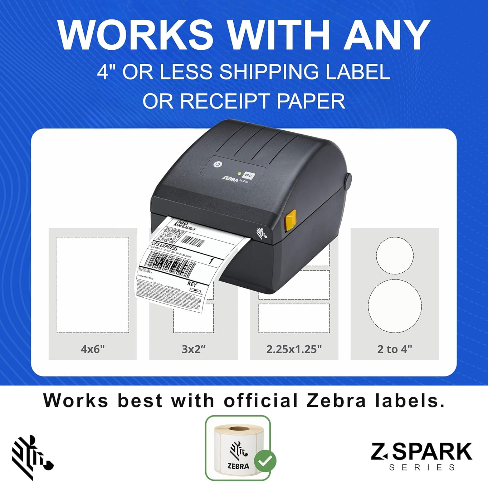 Zebra ZD220 203dpi Direct Thermal Desktop USB Label Printer ZD22042-D0EG00EZ NEW