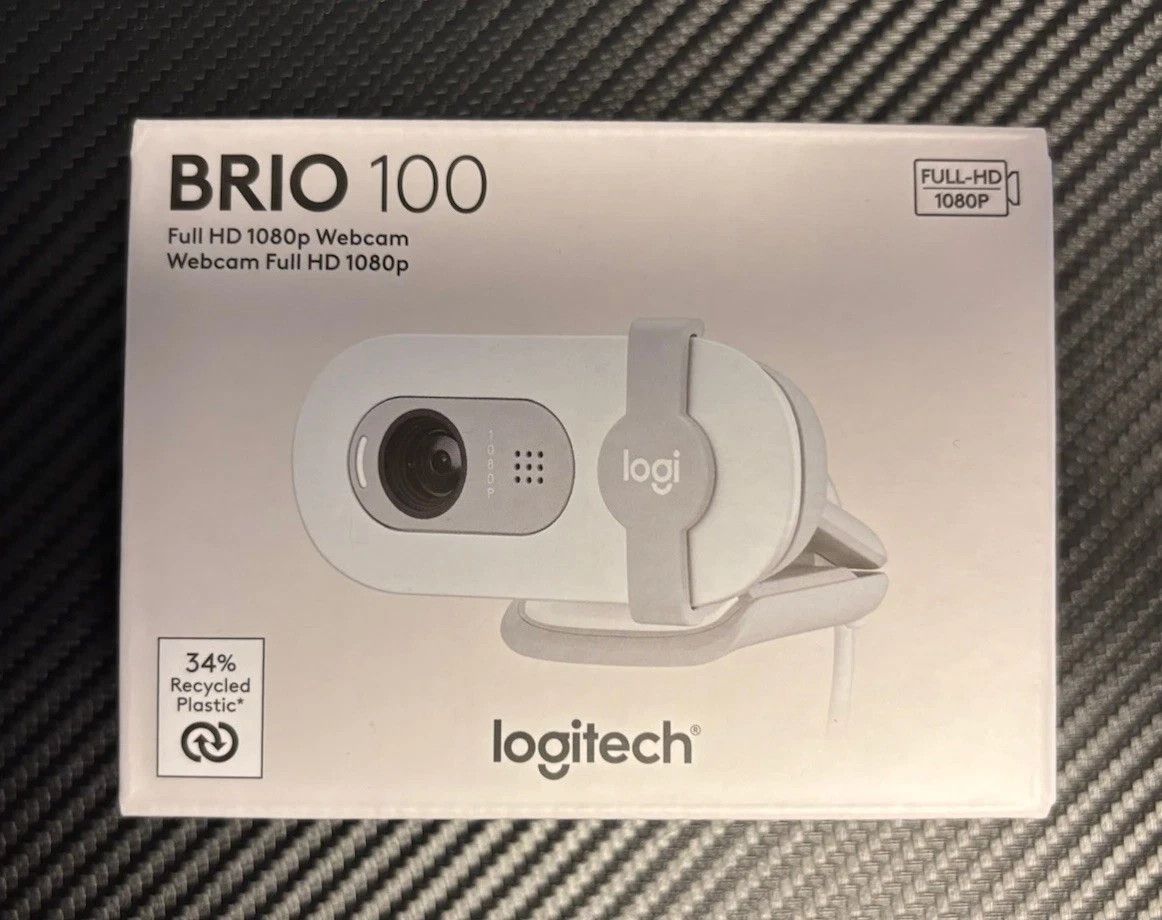 Brand New Sealed Logitech Brio 100 Full HD 1080p Webcam White USB-A