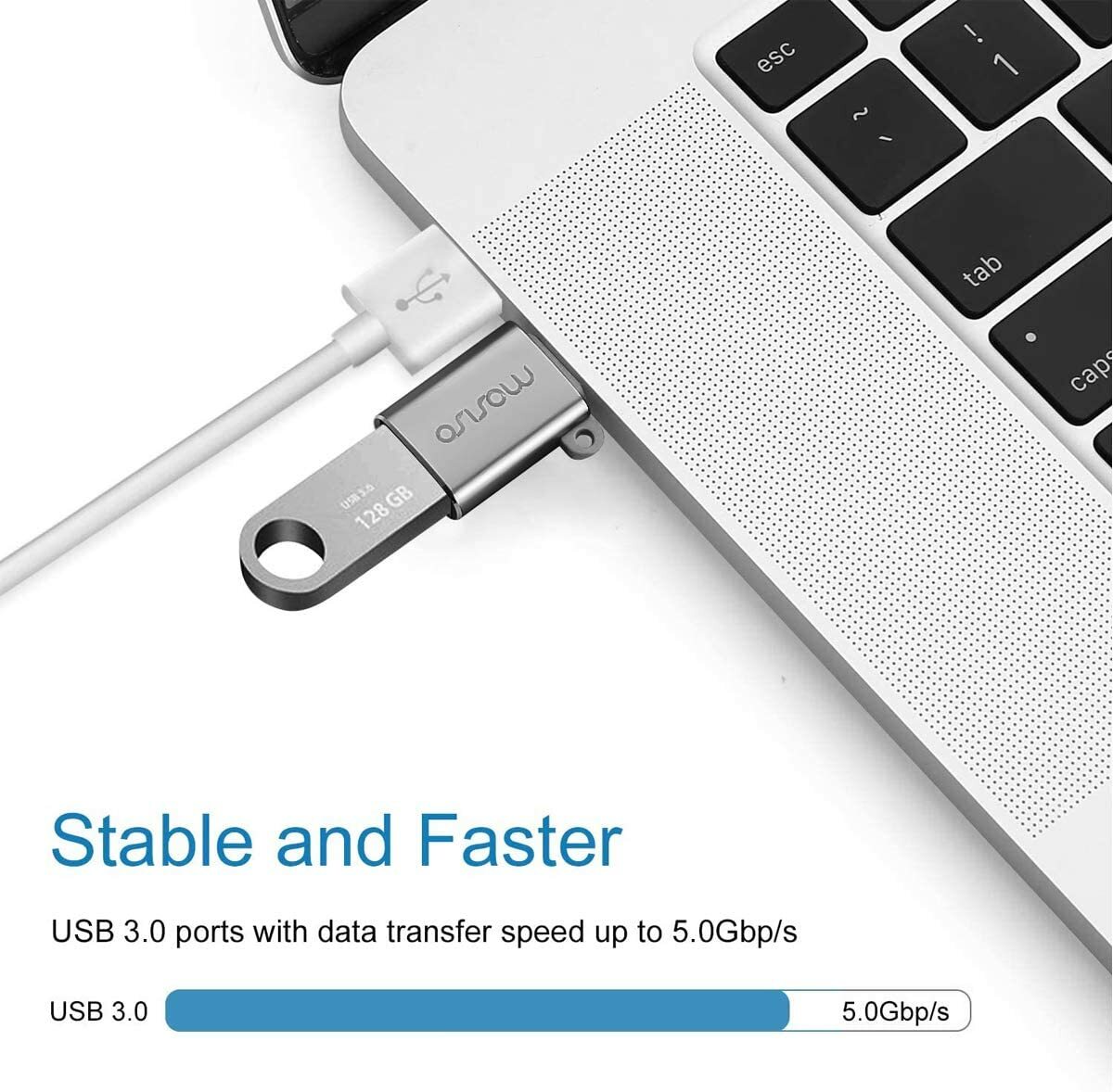 USB Type-C to USB 3.0 Connector for MacBook Pro 2020-2016 Air 2020-2018 iPad