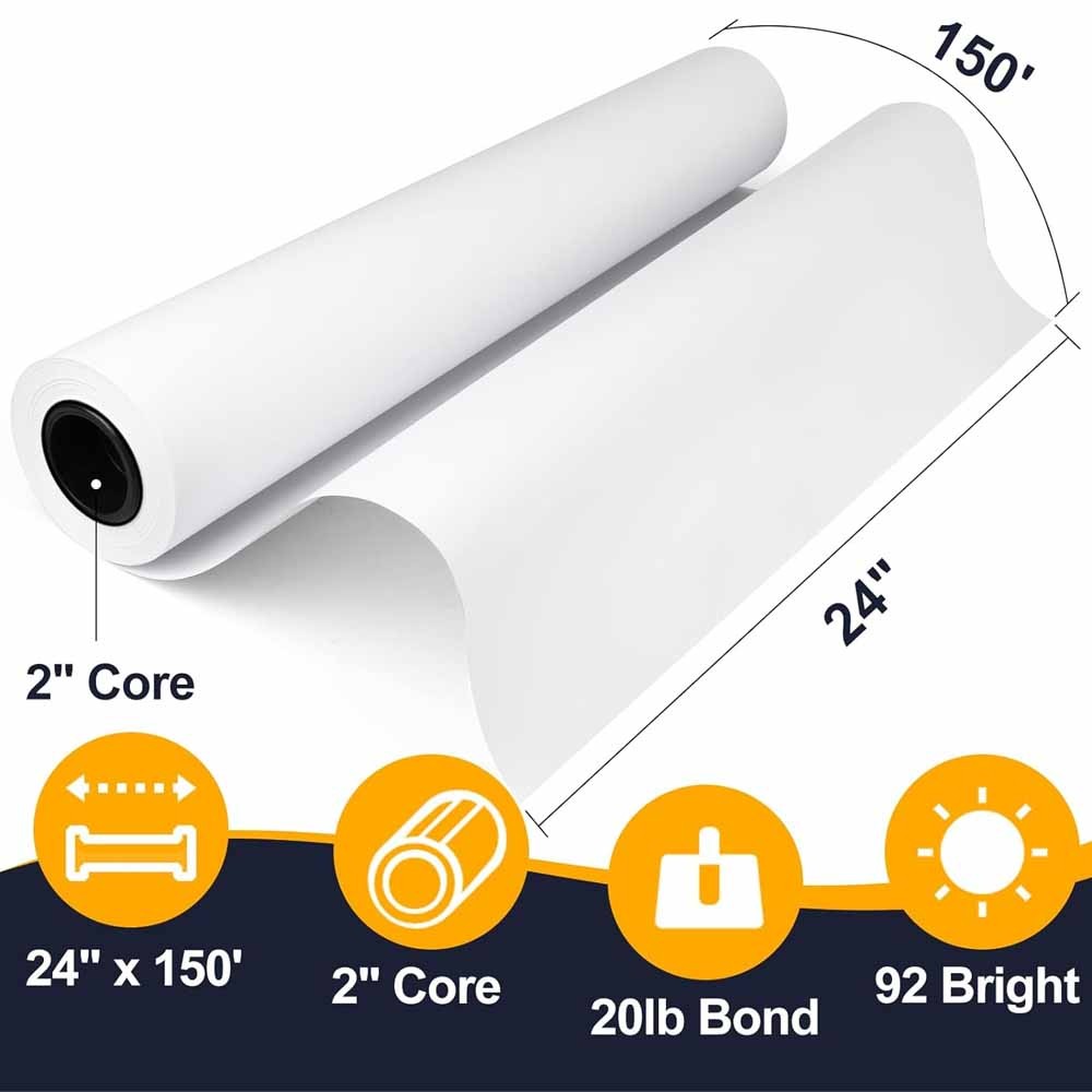 24″x150′ 36″x150′ CAD Bond Plotter Paper 20lb For Wide Format Inkjet Printers