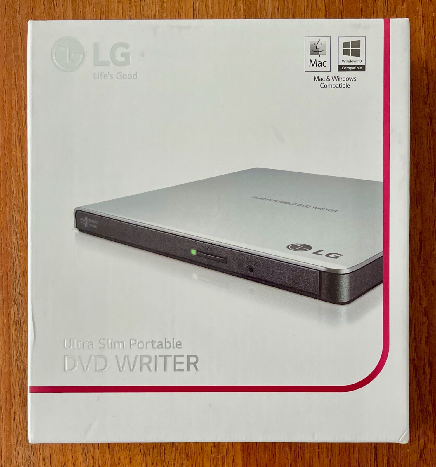 LG Ultra Slim Portable DVD/CD Writer Silver External Optical Drive GP65NS60 NEW