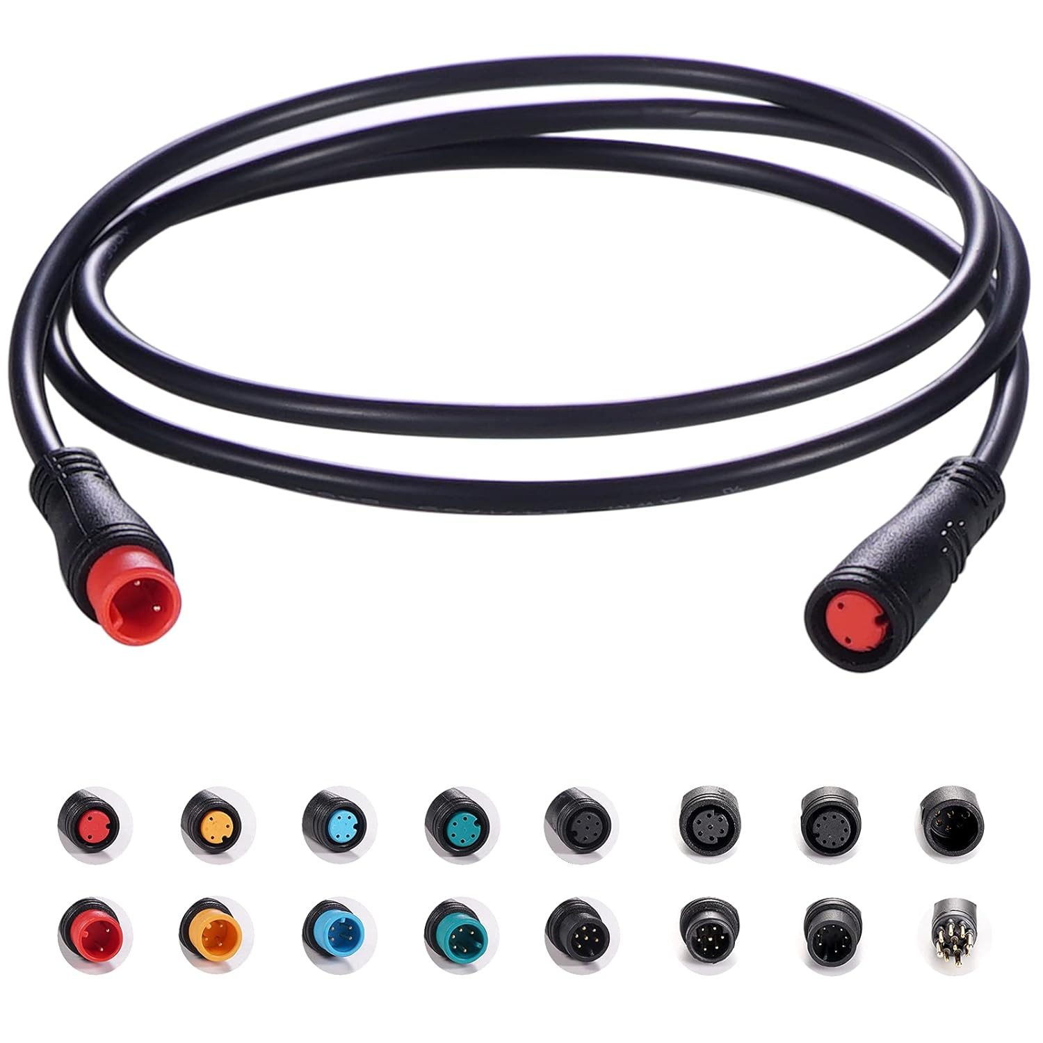 Ebike Extension Cable Waterproof Plug 2/3/4/5/6/8/9 Pin Female to Male Connector