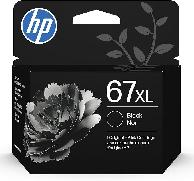 New Hewlett Packard (HP) 67XL High-Yield Black Ink Cartridge (3YM57A)