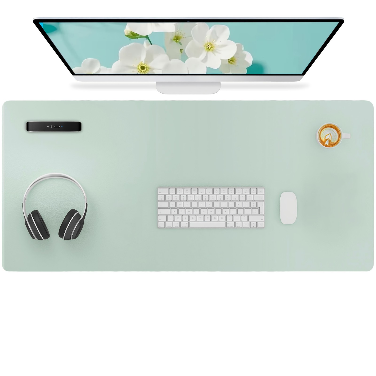 40*90cm Extended PU Leather Desk Pad Keyboard Mouse Mat, Suede + Faux Fur Anti-G