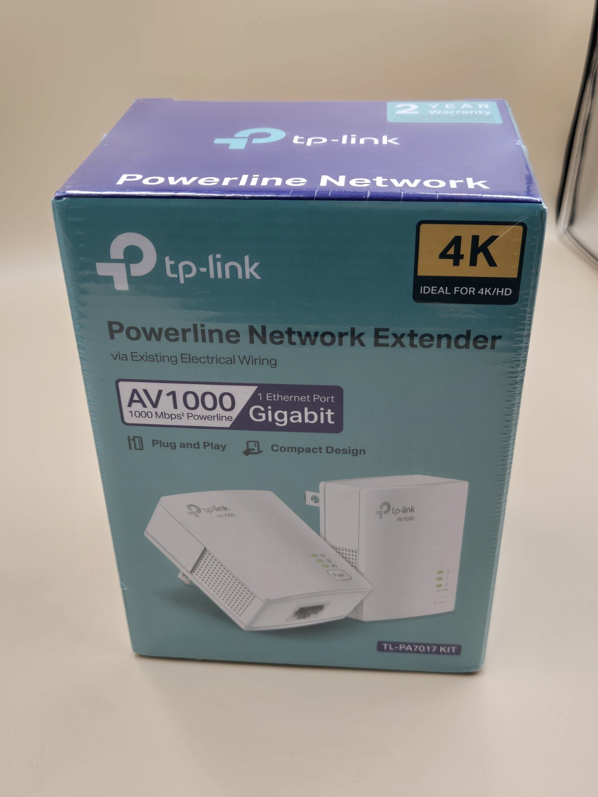 TP-Link AV1000 Powerline Network Extender TL-PA7017 KIT Gigabit Plug and Play 4k