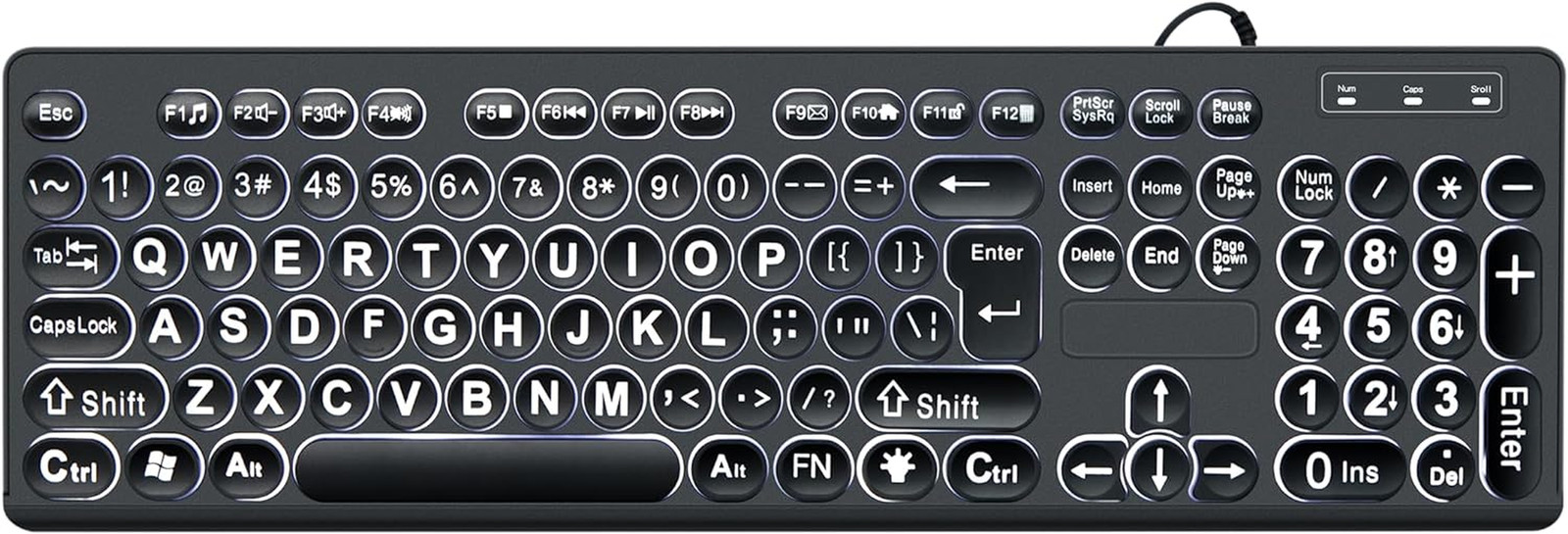 Mcsaite Wired Backlit USB Keyboard – 104 Keys Standard Full Size with White LED
