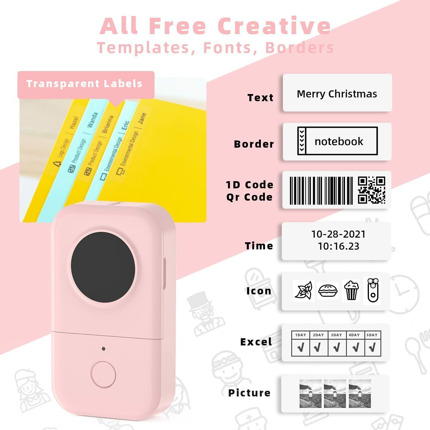 Phomemo D30 Mini Label Maker with Tape Easy-to-Use Thermal Sticker Paper Printer