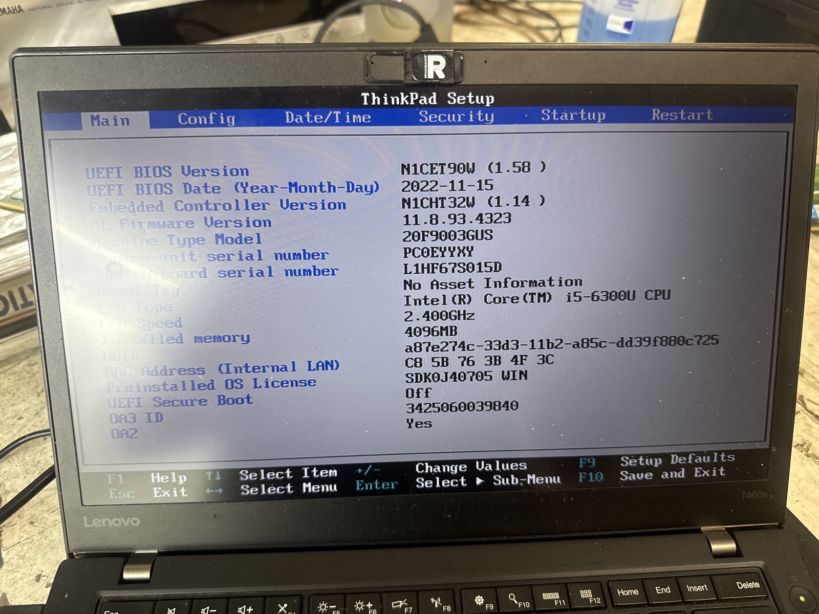 Lenovo ThinkPad T460S Intel Core i5-6300U 2.4 GHz 4 GB NO HDD
