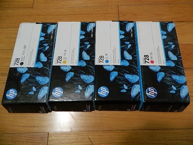 2025 GENUINE SET 4 HP 728 300ml CARTRIDGE F9J68A/F9K15A/F9K16A/F9K17A T730 SEALE