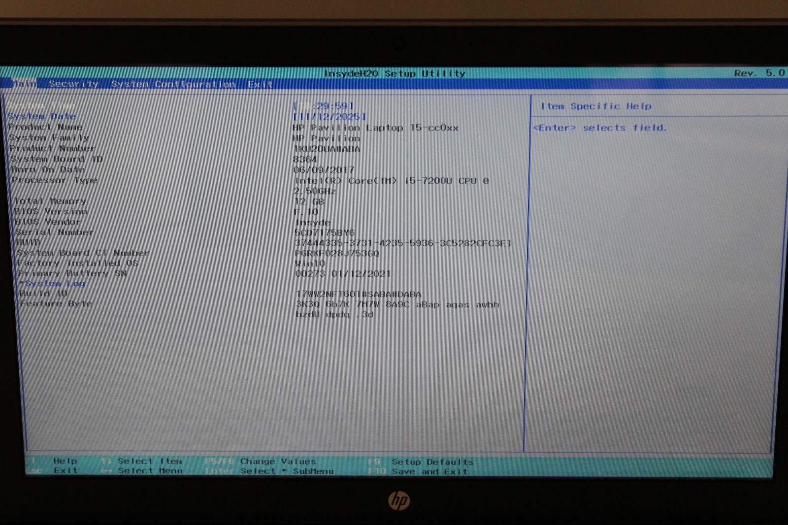 HP Pavilion 15-cc023cl Touch i5-7200U @ 2.5 GHz 12GB RAM No SSD No OS