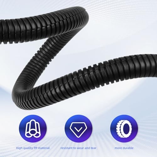 Split Wire Loom Tubing,10,25ft Cord Protectors from Pets No 0.3in-10ft Black