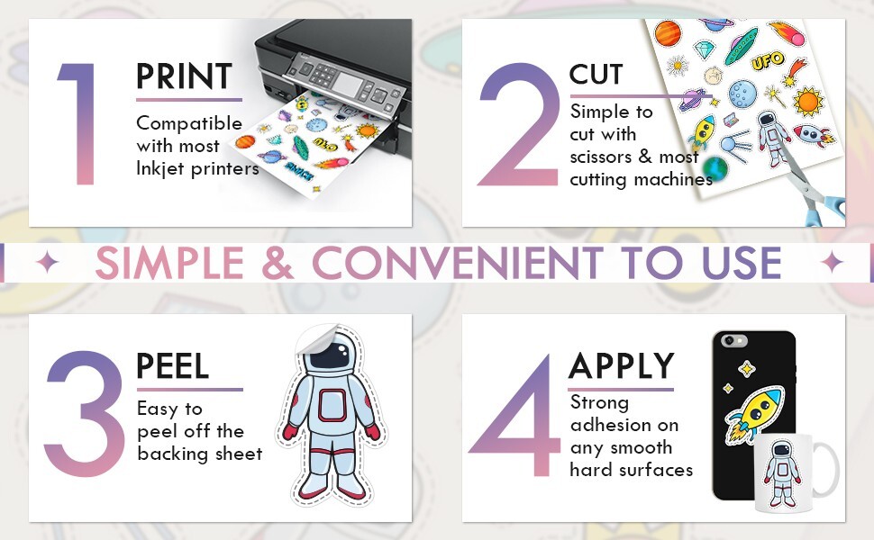 SIHL Premium Printable Glossy Vinyl Sticker Paper for Inkjet 75 Sheets 8.5″x11″