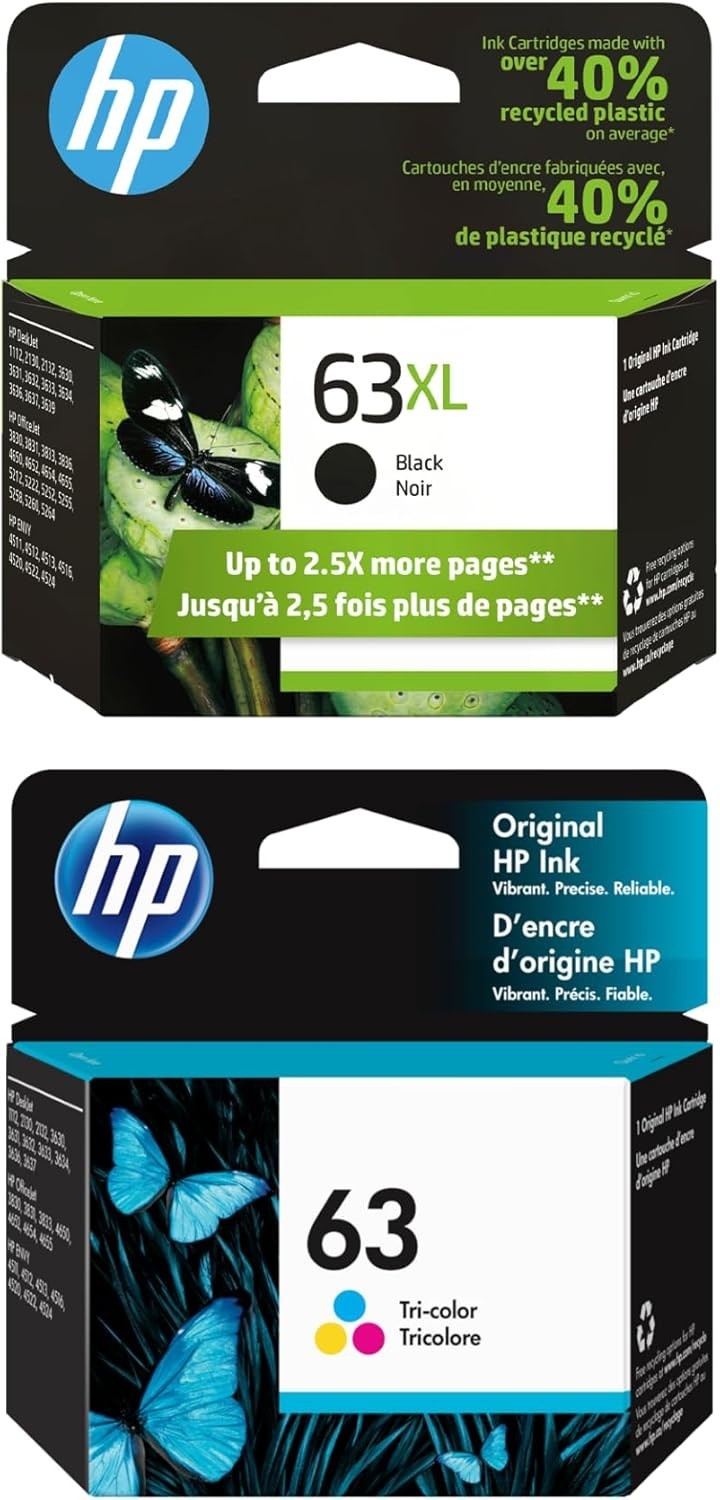 Genuine HP 63XL Black HP 63 Regular Color Ink Cartridges Combo Set EXP 2028 NIB