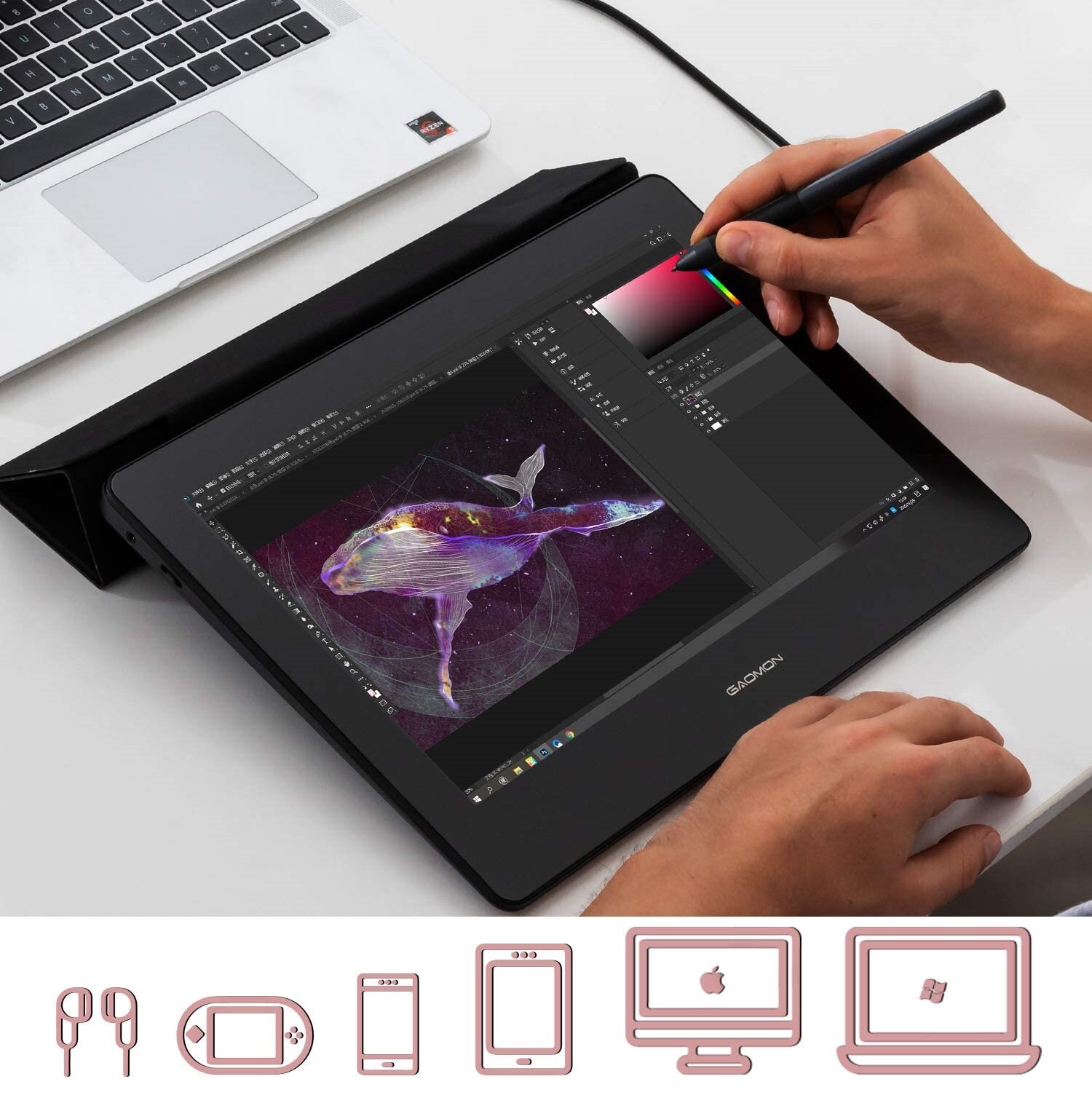 GAOMON PD1220 Drawing Tablet With Screen Full-laminated Battery-free Pen Display