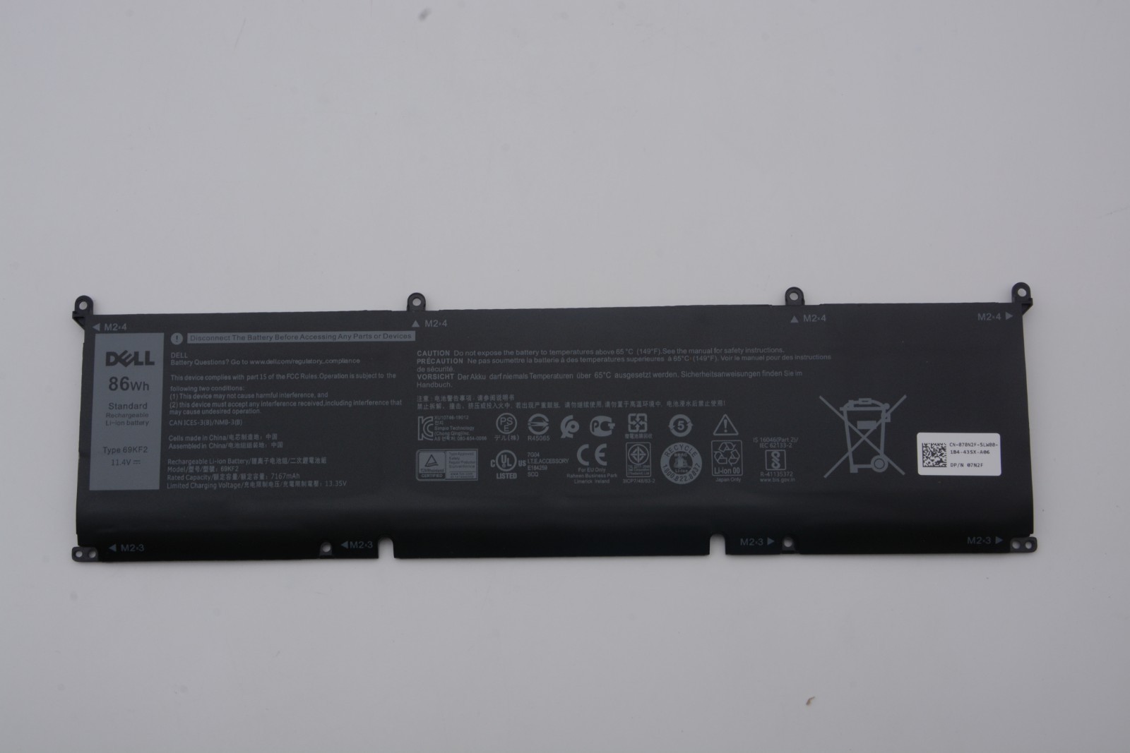 OEM Genuine 86WH 69KF2 Battery For Dell XPS 15 9500 Precision 5550 M59JH M15 M17