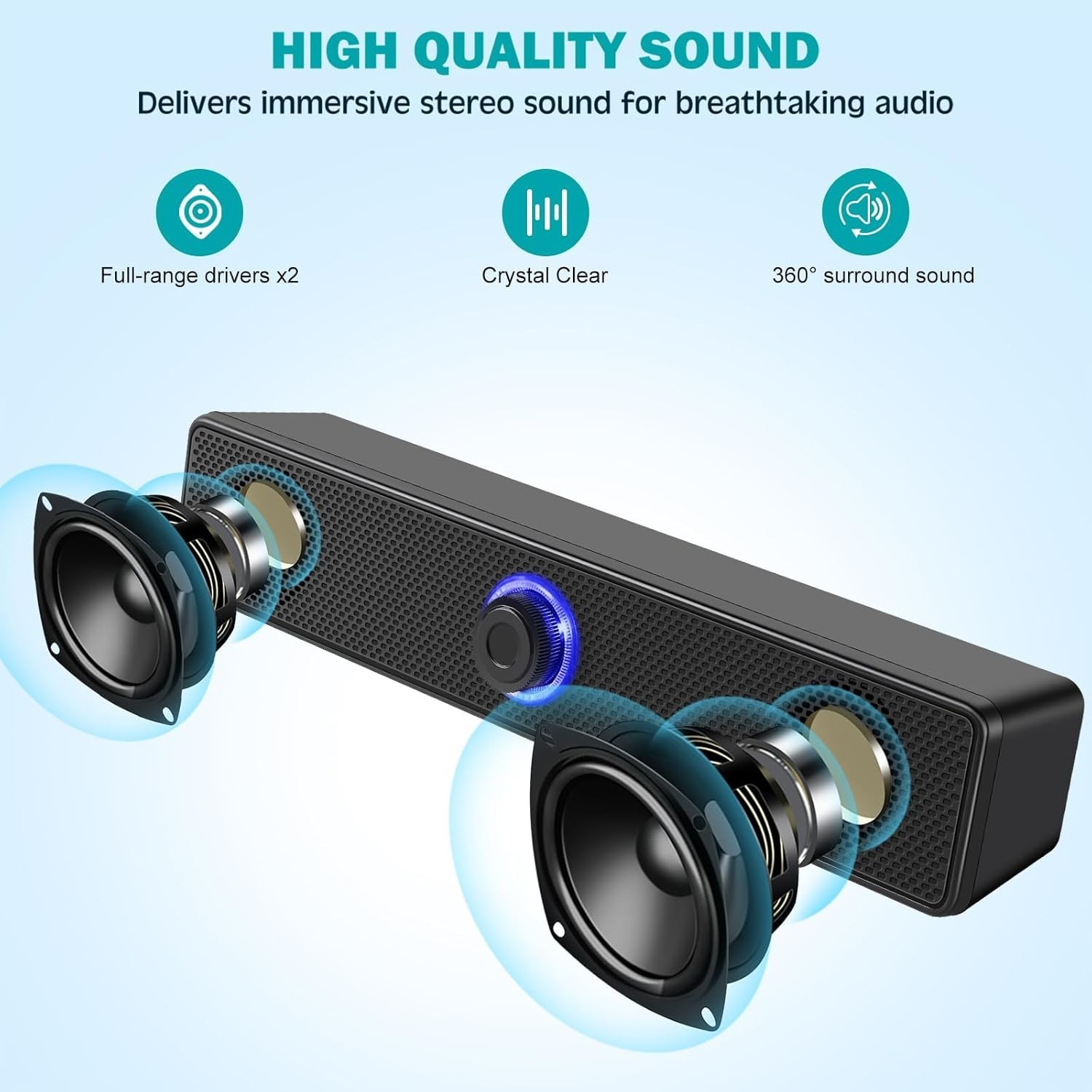 Plug-and-Play USB PC Speakers with Enhanced Sound for Gaming & Multimedia
