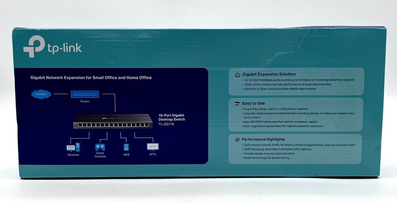 TP-Link Plug And Play 16-Port Gigabit Desktop Switch Model TL-SG116 Brand New