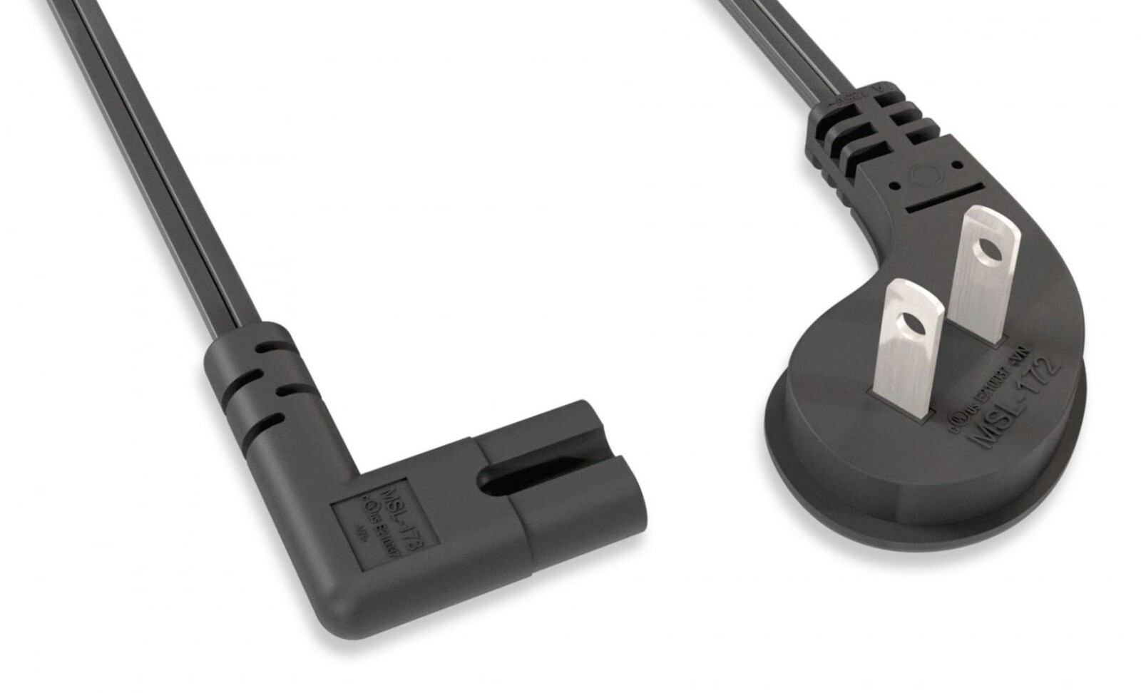Cable NEMA 1-15P to C7 Ultra Low Profile Angle Non-Polarized Power Cord