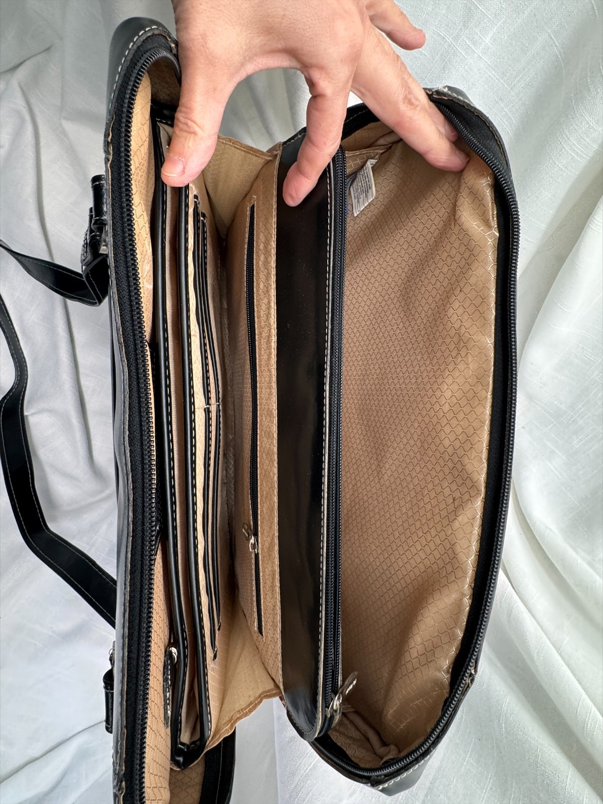 McKlein Laptop Briefcase Shoulder Bag Black Contrast Stitch Business