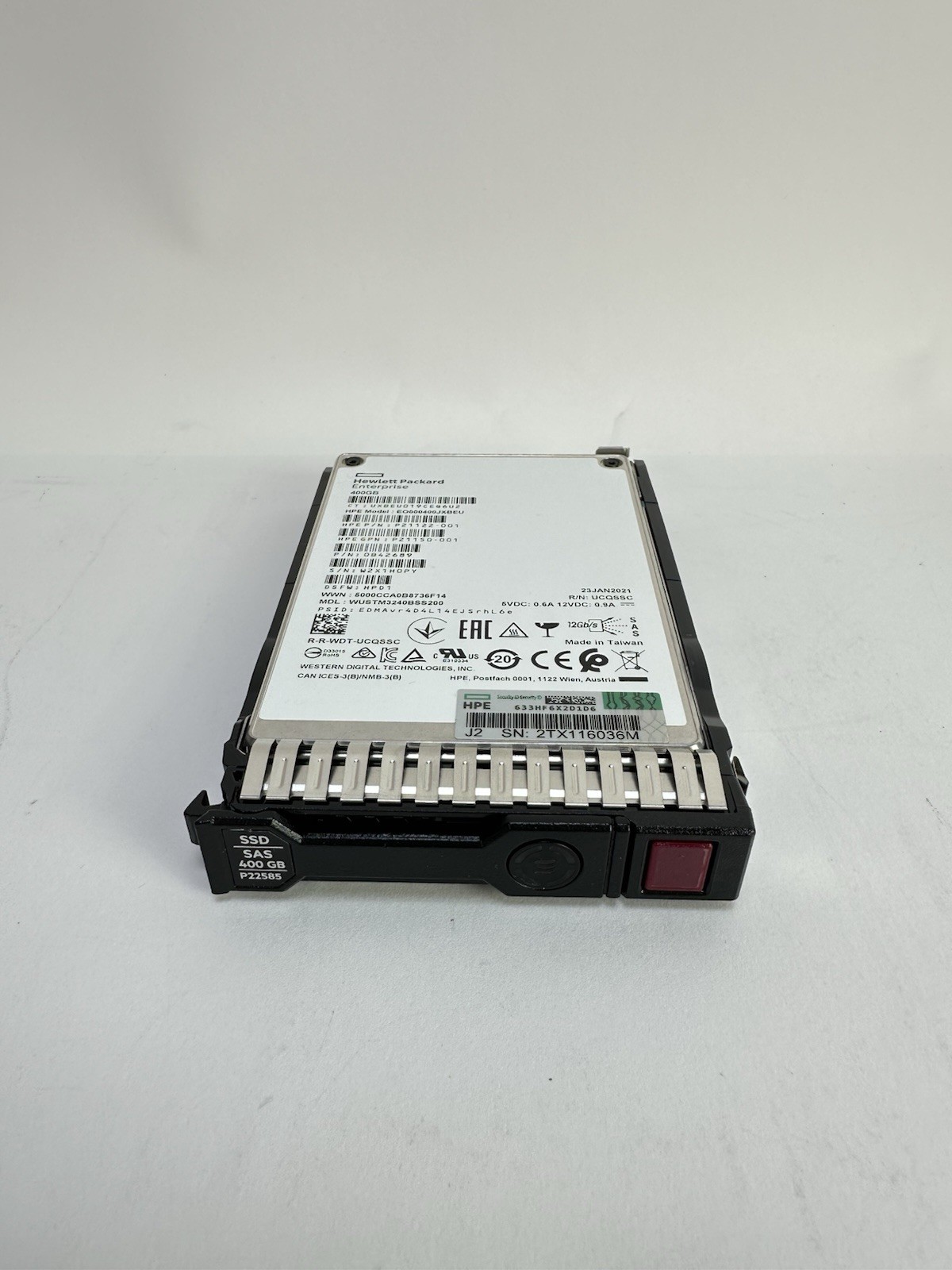 HPE 400GB SAS 12Gbps SC 2.5 SSD WI Write Intensive Smart Carrier Tray 12G SAS3