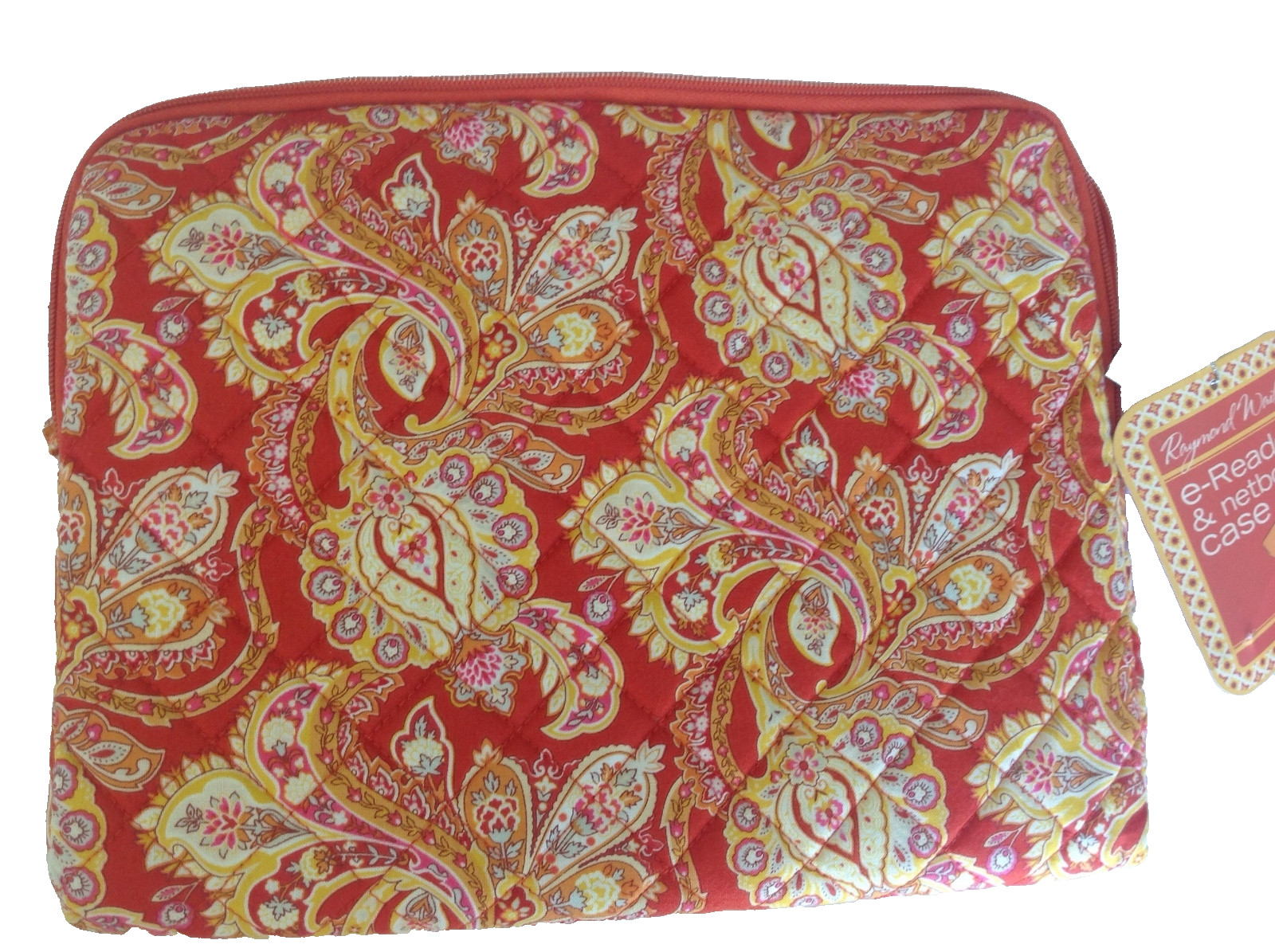 RAYMOND WAITES IPAD CASE 9.25 X 11.5 IN ORANGE YELLOW WHITE PINK PAISLEY NWT