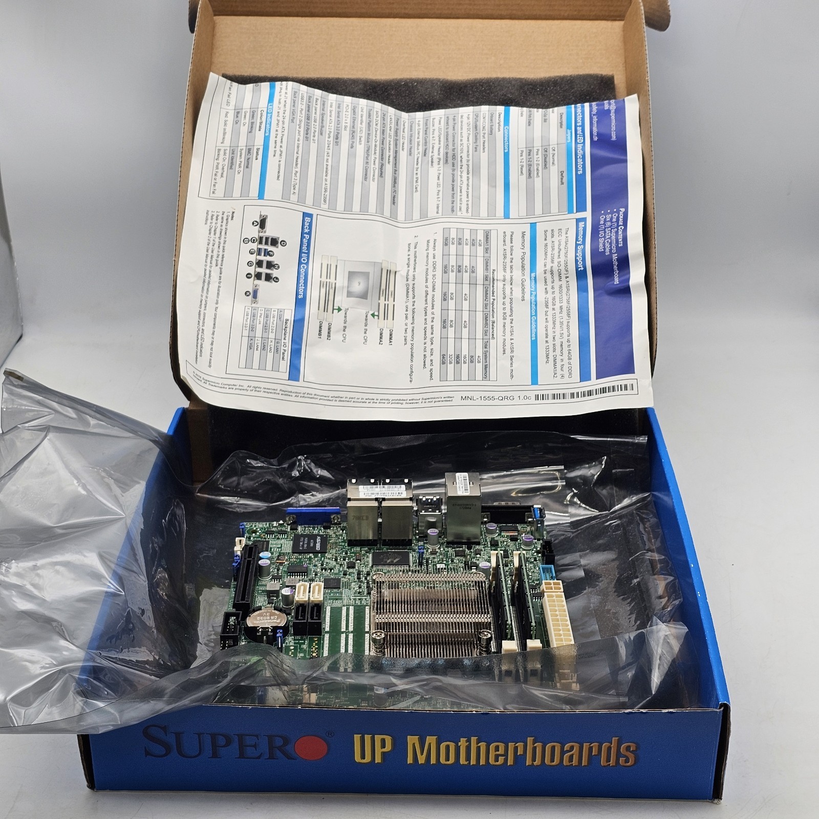 Supermicro MBD-A1SRI-2358F-(O/B) Motherboard Mini-ITX Intel Atom C2358 SoC 16GB