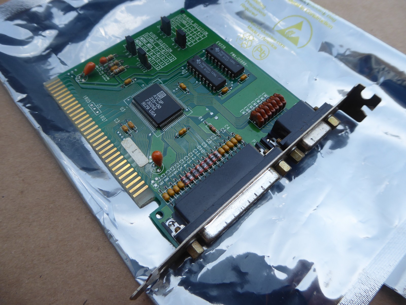 EVEREX EV239 8-Bit ISA Video Card, MDA & CGA (Dual) with Printer Port, Vintage