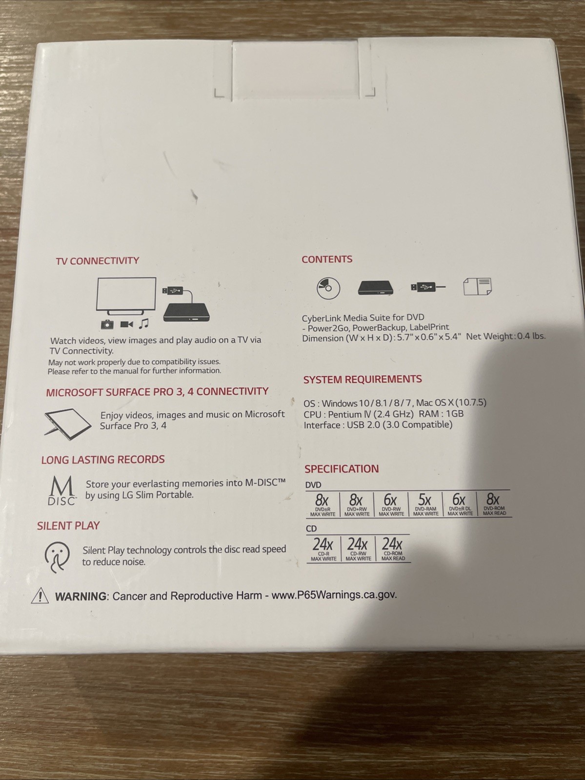 LG Ultra Slim Portable DVD Write 8x USB External Drive GH60NB50