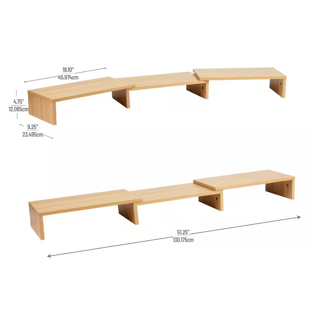 51.25 In. X 9.25 In. Wide Dual Monitor Stand, Desktop Organizer, Laptop Riser, M