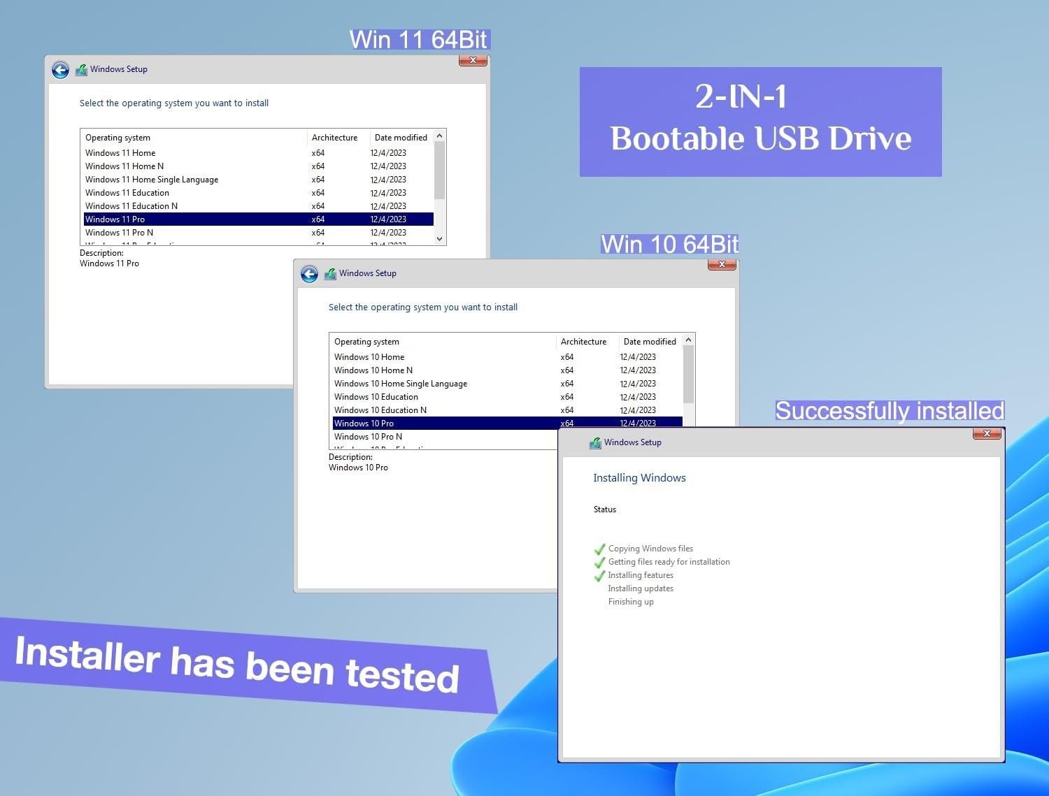 32gb – Bootable Windows 10&11, USB Driver 3.2gen for Reinstall Windows, Black