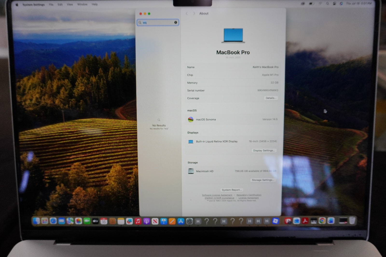 Apple MacBook Pro A2485 16″ M1 Pro GPU 32GB RAM 1TB SSD 2021 Space Gray