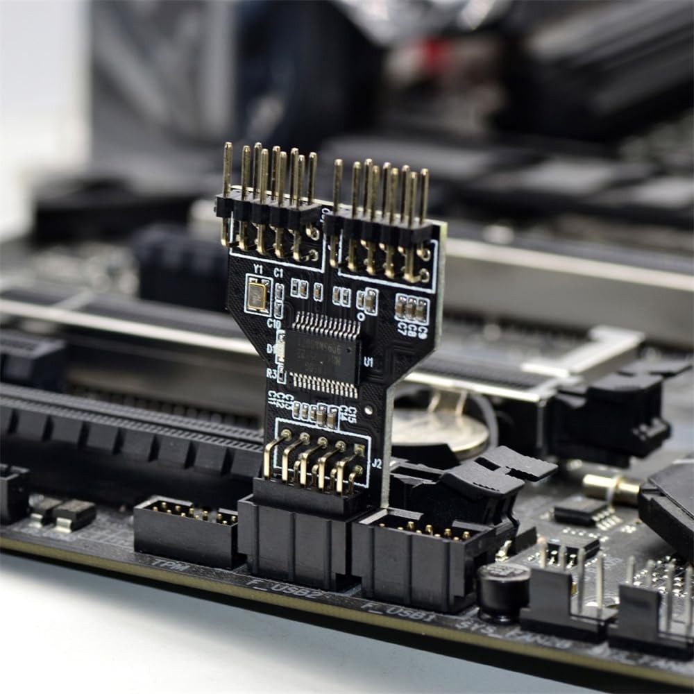 9pin USB 2.0 Header Male 1 to 2 Female Splitter Connector Motherboard