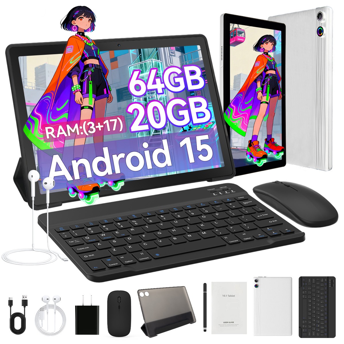 Tablet 20GB+64GB 10.1″ IPS Touch Screen 5G Wifi + 4G Cellular Octa-Core Android