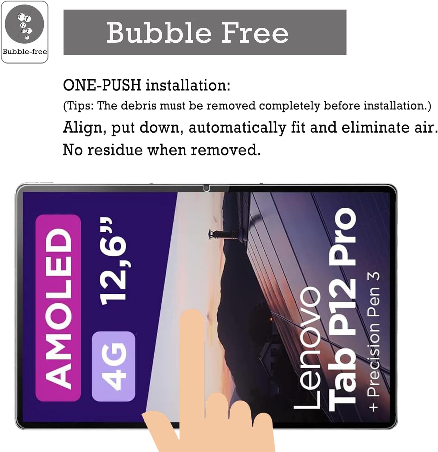 2 Pcs Lenovo Xiaoxin Pad Pro 12.6 in TB-Q706F/Z Screen Protector Tempered Glass