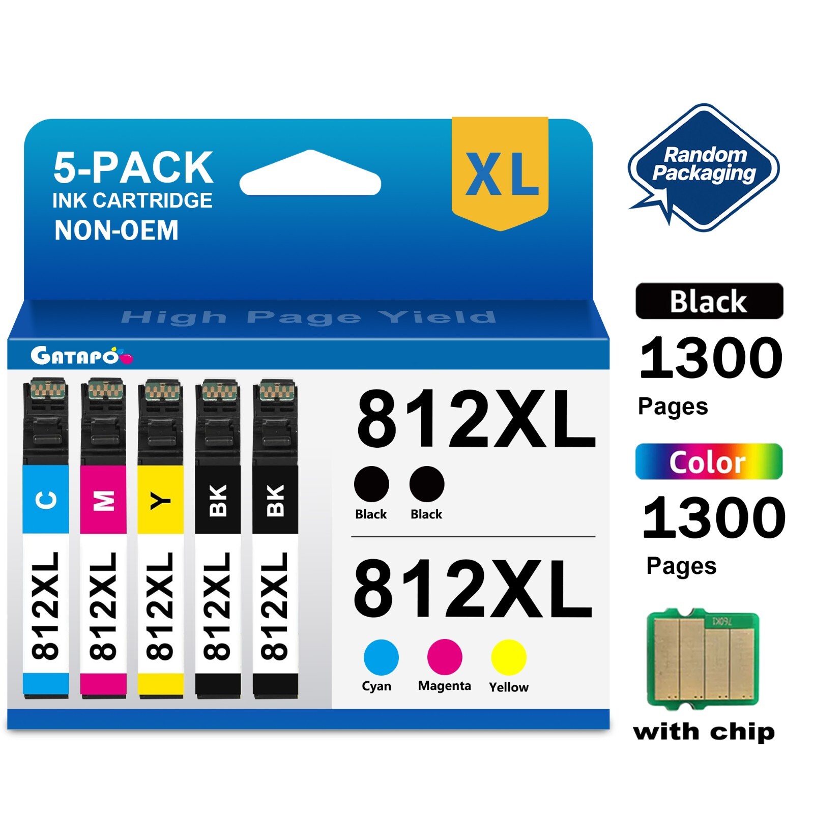 5PK High Yield T812XL 812XL 812 XL Ink for Epson WF-7840 WF-7820 WF7310 EC-C7000