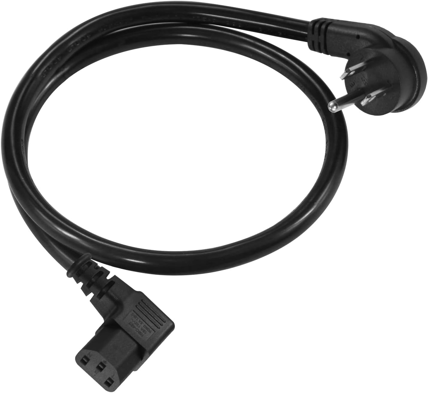 2FT 90Degree Computer Power Cord – Flat Plug to Right Angle IEC C13 Power Cord,U
